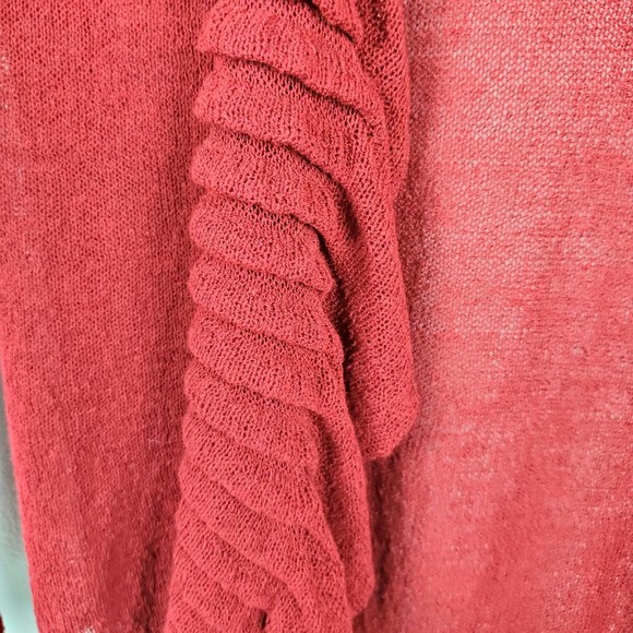Eileen Fisher Burgundy Linen Blend Open-Front Cardigan Sweater Womens Sz L EUC - Picture 4 of 7